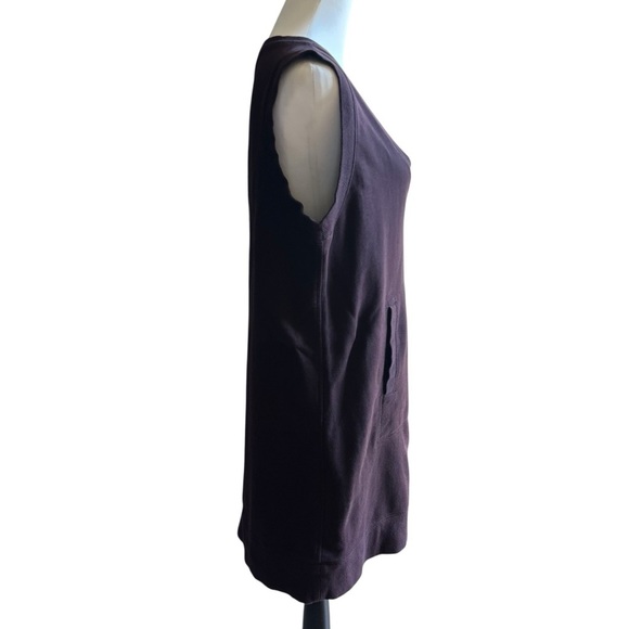 Norma Kamali Tunic Dress Size XL Brown Sweatshirt Mini Sleeveless V-Neck - Picture 6 of 11
